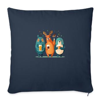 Lustige Wald Tier Party mit Bier - Sofakissenbezug 45 x 45 cm - Navy - Vorne