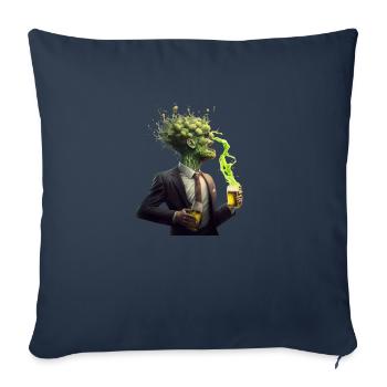 Tête de houblon fraîche avec bière artisanale Suit - Housse de coussin décorative 45 x 45 cm - bleu marine - Devant
