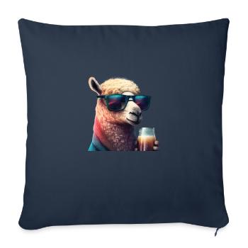 Stylish llama with beer and cool sunglasses - Sofa pillowcase 17,3'' x 17,3'' (45 x 45 cm) - navy - Front