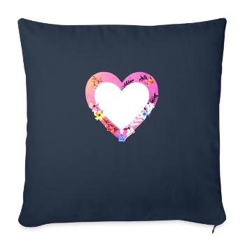 Fête des mères Mariage Fiançailles Saint-Valentin Amour - Housse de coussin décorative 45 x 45 cm - bleu marine - Devant