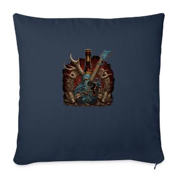 Motif heavy metal pour les amateurs de bière - Housse de coussin décorative 45 x 45 cm - bleu marine - Devant