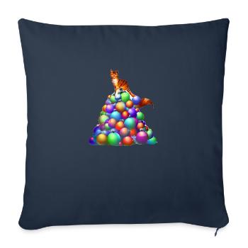Chat Noël Chaton Chat Noël Chat domestique - Housse de coussin décorative 45 x 45 cm - bleu marine - Devant
