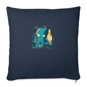 Lustiger Tintenfisch mit Bier - Sofakissenbezug 45 x 45 cm - Navy - Vorne