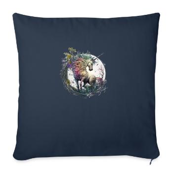 licorne en pied - Housse de coussin décorative 45 x 45 cm - bleu marine - Devant