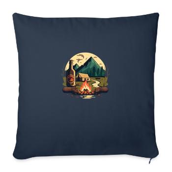 Zelten mit Lagerfeuer und Bier in der Natur - Sofakissenbezug 45 x 45 cm - Navy - Vorne