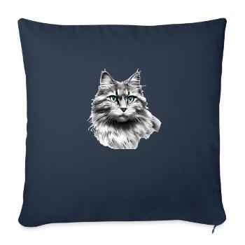 Chaton Propriétaire Chat Chat Domestique Chat - Housse de coussin décorative 45 x 45 cm - bleu marine - Devant