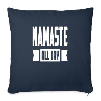 Namasté toute la journée - Housse de coussin décorative 45 x 45 cm - bleu marine - Devant