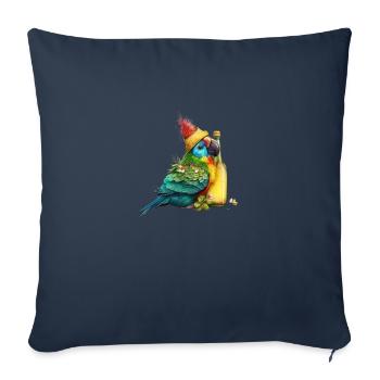 Papagei kuschelt mit Bier - Sofakissenbezug 45 x 45 cm - Navy - Vorne