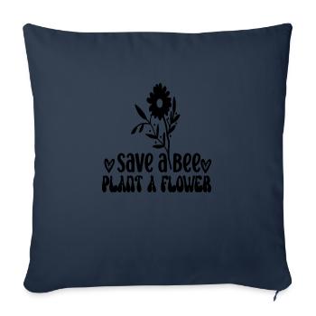 Save a Bee Plant a Flower - Sofa pillowcase 17,3'' x 17,3'' (45 x 45 cm) - navy - Front