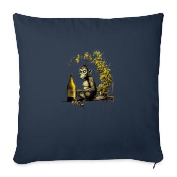Drôle de chimpanzé brasseur de bière avec du houblon - Housse de coussin décorative 45 x 45 cm - bleu marine - Devant