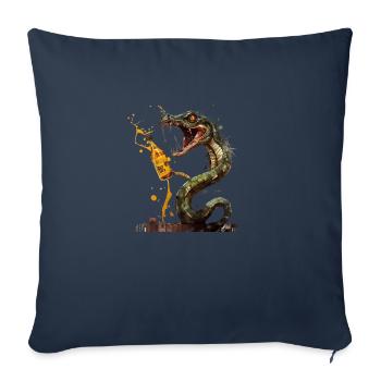 Dangerously cool snake with beer - Sofa pillowcase 17,3'' x 17,3'' (45 x 45 cm) - navy - Front