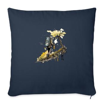 Randonnée à la bière en montagne - Housse de coussin décorative 45 x 45 cm - bleu marine - Devant