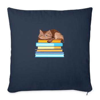 Cat Books Cat Book Kitten Reading Domestic Cat - Sofa pillowcase 17,3'' x 17,3'' (45 x 45 cm) - navy - Front