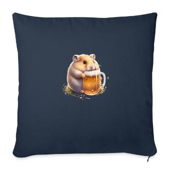 Kleiner dicker lustiger Hamster mit Bier - Sofakissenbezug 45 x 45 cm - Navy - Vorne