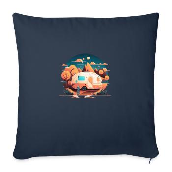 Camping with a caravan in nature - Sofa pillowcase 17,3'' x 17,3'' (45 x 45 cm) - navy - Front