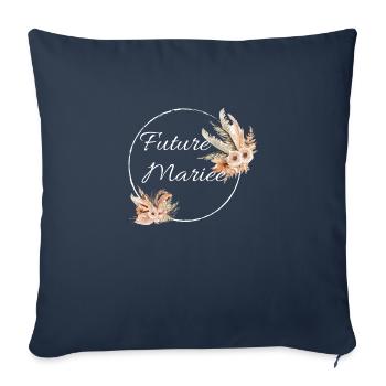Future mariée floral - Housse de coussin décorative 45 x 45 cm - bleu marine - Devant
