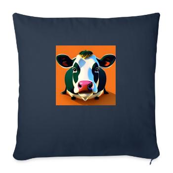 Schwarzweiss-Kuh auf orange Hintergrund - Sofakissenbezug 45 x 45 cm - Navy - Vorne