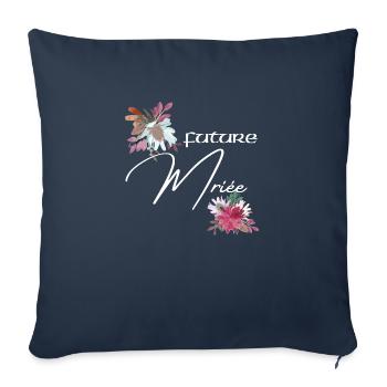 Future mariée floral - Housse de coussin décorative 45 x 45 cm - bleu marine - Devant