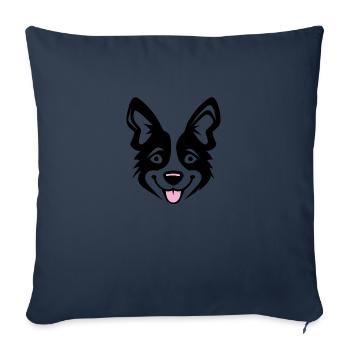 Happy Shiba Inu Chien Langue tendue - Housse de coussin décorative 45 x 45 cm - bleu marine - Devant