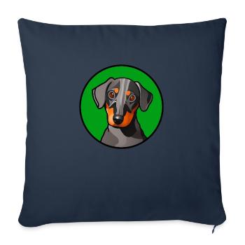 Motif graphique Dachshund Design dans le cercle vert - Housse de coussin décorative 45 x 45 cm - bleu marine - Devant