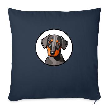 Motif graphique Dachshund Design dans un cercle blanc - Housse de coussin décorative 45 x 45 cm - bleu marine - Devant