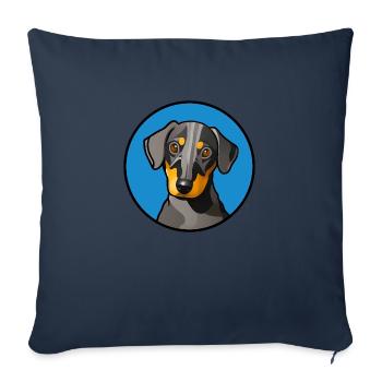 Dachshund Design graphic yellow grey in blue circle - Sofa pillowcase 17,3'' x 17,3'' (45 x 45 cm) - navy - Front