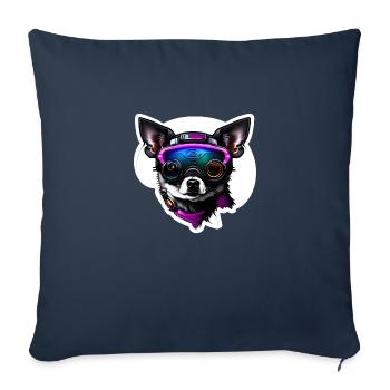 Chihuahua futuristic with glasses - Sofa pillowcase 17,3'' x 17,3'' (45 x 45 cm) - navy - Front