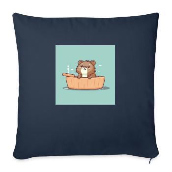 Castor mignon dans la baignoire - Housse de coussin décorative 45 x 45 cm - bleu marine - Devant