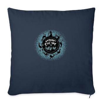 La Journée nationale du chat est tous les jours. - Housse de coussin décorative 45 x 45 cm - bleu marine - Devant