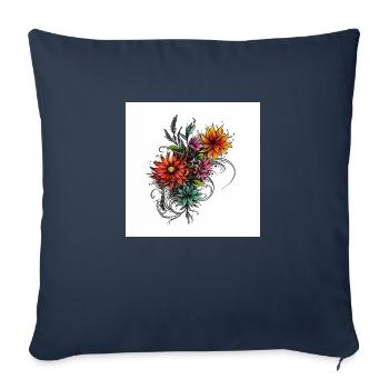 Elegant floral illustration with noble embellishments - Sofa pillowcase 17,3'' x 17,3'' (45 x 45 cm) - navy - Front