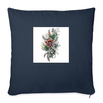 Elegant floral illustration with noble embellishments - Sofa pillowcase 17,3'' x 17,3'' (45 x 45 cm) - navy - Front
