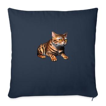 Bengal chat chaton chaton propriétaire de chat tomcat - Housse de coussin décorative 45 x 45 cm - bleu marine - Devant