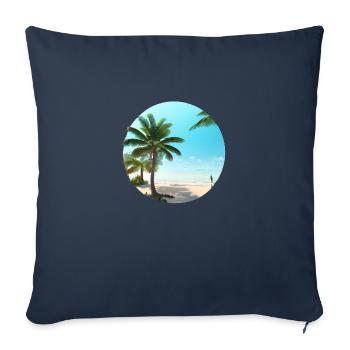Vacances d’été Plage Palm Island Sun Palm - Housse de coussin décorative 45 x 45 cm - bleu marine - Devant