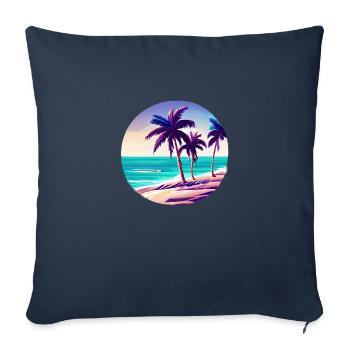 Vacances d’été Palm Beach Palm Island Sun - Housse de coussin décorative 45 x 45 cm - bleu marine - Devant