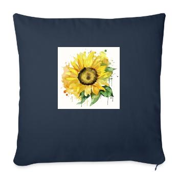 Hand-drawn watercolor Sunflower - Sofa pillowcase 17,3'' x 17,3'' (45 x 45 cm) - navy - Front