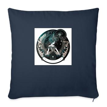 femme face signe verseau - Housse de coussin décorative 45 x 45 cm - bleu marine - Devant