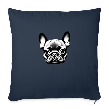 Chien Dog Propriétaire Bouledogue Français Chien - Housse de coussin décorative 45 x 45 cm - bleu marine - Devant