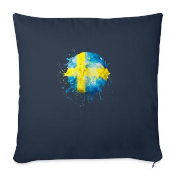 Le drapeau suédois comme une goutte de couleur - Housse de coussin décorative 45 x 45 cm - bleu marine - Devant