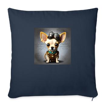 Chihuahua chiot steampunk - Housse de coussin décorative 45 x 45 cm - bleu marine - Devant