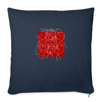 Face line red - Sofa pillowcase 17,3'' x 17,3'' (45 x 45 cm) - navy - Front