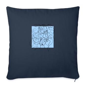 Face line blue - Sofa pillowcase 17,3'' x 17,3'' (45 x 45 cm) - navy - Front
