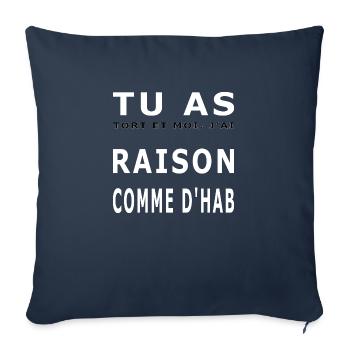 Tu as raison - Housse de coussin décorative 45 x 45 cm - bleu marine - Devant