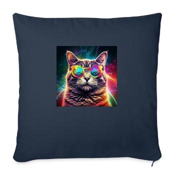 Flair félin cosmique - Housse de coussin décorative 45 x 45 cm - bleu marine - Devant