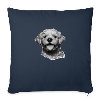 Propriétaires de chiens Golden Retriever chiots chiens - Housse de coussin décorative 45 x 45 cm - bleu marine - Devant
