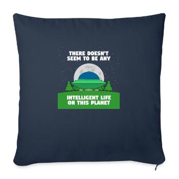 Pas de vie intelligente ici - Housse de coussin décorative 45 x 45 cm - bleu marine - Devant
