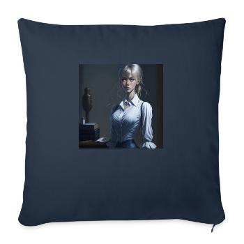 Belle fille manga - Housse de coussin décorative 45 x 45 cm - bleu marine - Devant