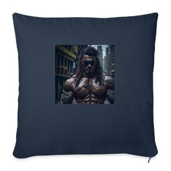 Futur Cyberpunkt Warrior - Housse de coussin décorative 45 x 45 cm - bleu marine - Devant