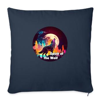 Wolf howling at the moon in synthwaves coloring - Sofa pillowcase 17,3'' x 17,3'' (45 x 45 cm) - navy - Front