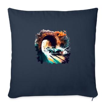 Cadeau de voiture classique des années 60 - Housse de coussin décorative 45 x 45 cm - bleu marine - Devant