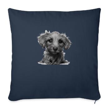 Teckel Chien Propriétaire Chiens Teckel Chiot - Housse de coussin décorative 45 x 45 cm - bleu marine - Devant